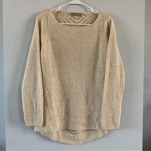 Pullover Boho Wool Sweater Bianca B Cream Long Sleeve Western Size Medium